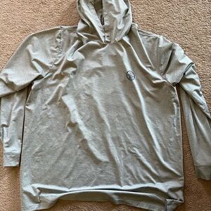 Vineyard Vines Heather Gray Performance Hoodie - Dri-Fit material.